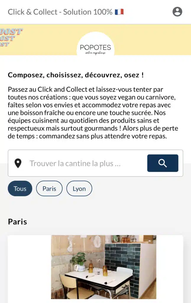 Click and collect Popotes cantine respectueuse